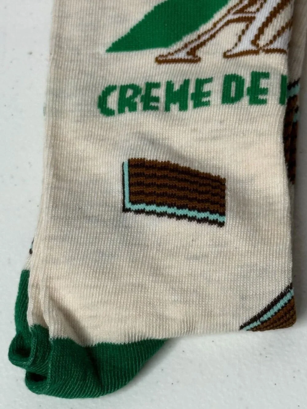 Andes Creme De Menthe Crew Socks Mens 10-13 Green Candy Novelty NWT